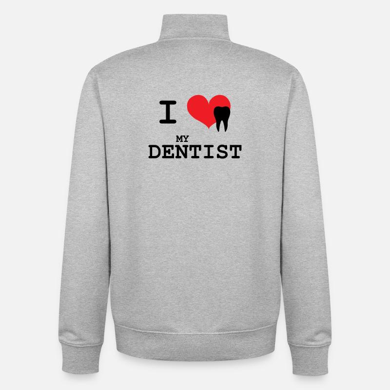 I Love My Dentist Graphic - Sweat zippé unisexe en coton bio Stanley/Stella - gris chiné
