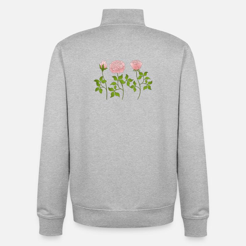 Fleur - Sweat zippé unisexe en coton bio Stanley/Stella - gris chiné