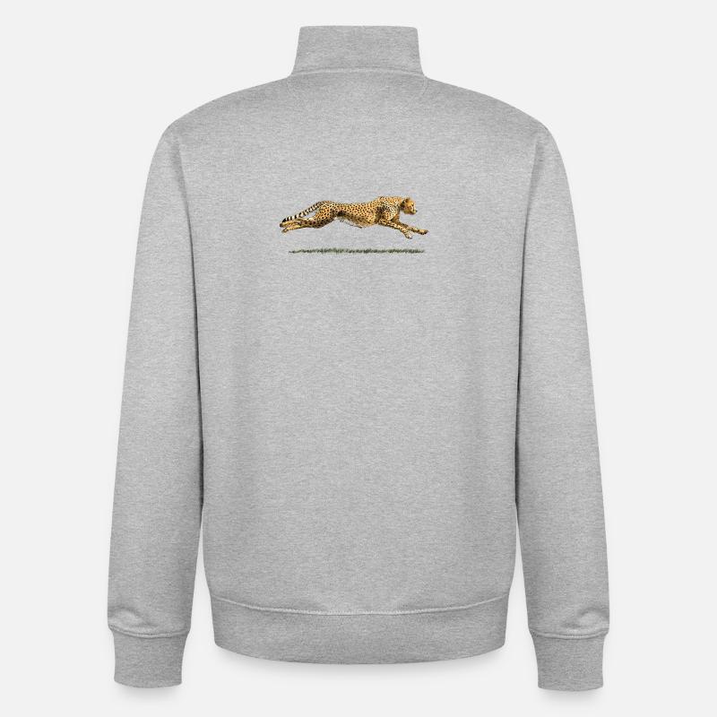 Leopard - Sweat zippé unisexe en coton bio Stanley/Stella - gris chiné