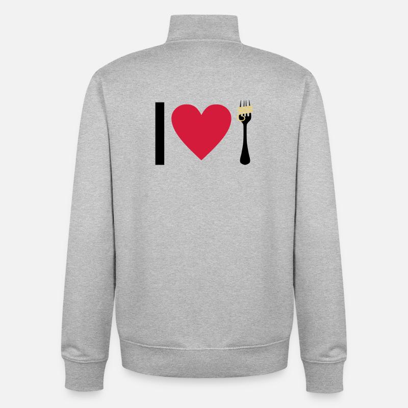 I love Pasta - Sweat zippé unisexe en coton bio Stanley/Stella - gris chiné