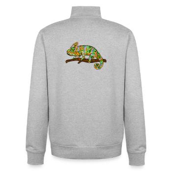 caméléon - Sweat zippé unisexe en coton bio Stanley/Stella - gris chiné - Dos - AI Model Male 185 light (185cm)