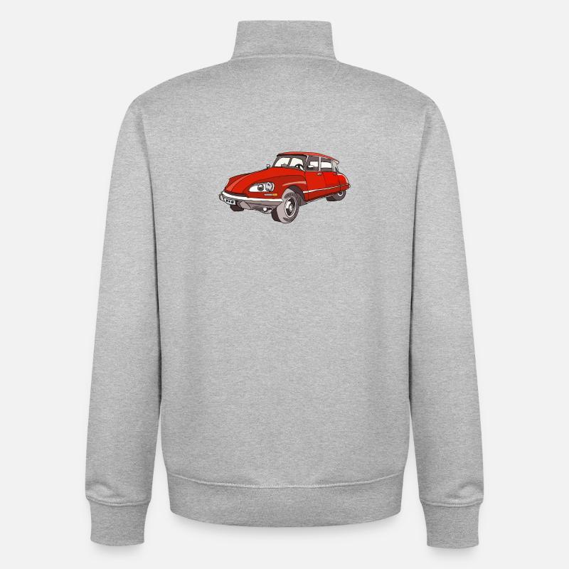 Roter Oldtimer Coupé Illustration - Unisex Organic Zip Sweatshirt von Stanley/Stella - Grau meliert