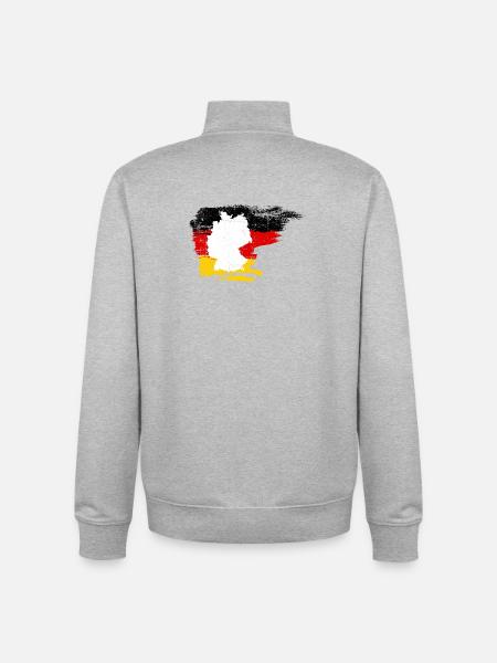 Germany Map in Flag Brush - Unisex Organic Zip Sweatshirt by Stanley/Stella - heather grey