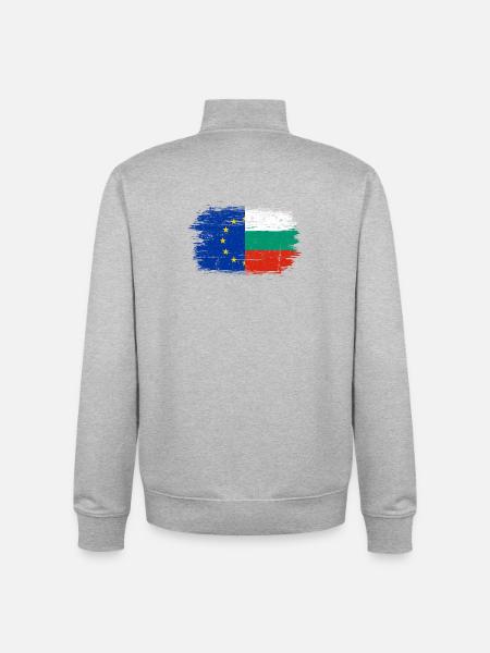 Flag Fusion EU Bulgarian Brush - Unisex Organic Zip Sweatshirt by Stanley/Stella - heather grey