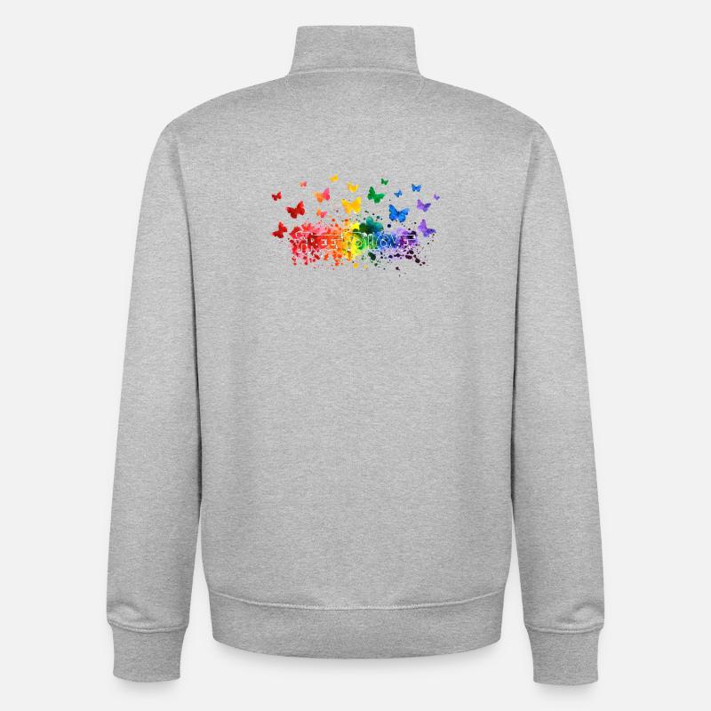 Libre d’aimer papillon LGBT - Sweat zippé unisexe en coton bio Stanley/Stella - gris chiné