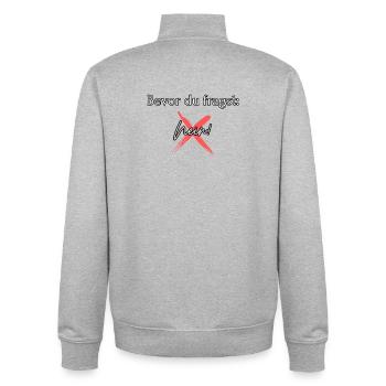 Avant que vous ne demandiez non pas de cadeau de malchance paresseux fantaisie - Sweat zippé unisexe en coton bio Stanley/Stella - gris chiné - Dos - AI Model Male 185 light (185cm)