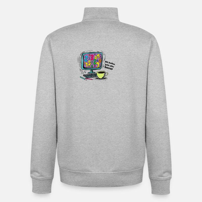 Mit Kaffee geht alles besser - Unisex Organic Zip Sweatshirt von Stanley/Stella - Grau meliert