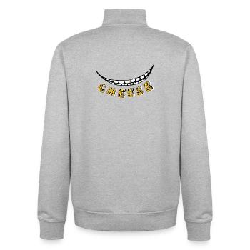 Cheese :) - Unisex Organic Zip Sweatshirt by Stanley/Stella - heather grey - Back - AI Model Male 185 light (185cm)