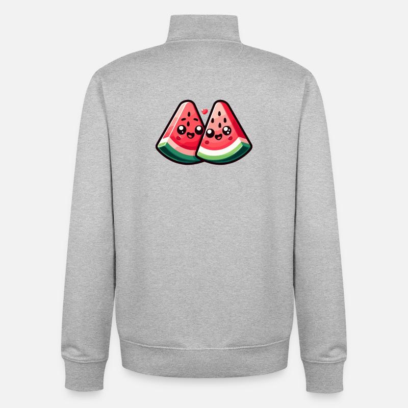 Design melon sucré - Sweat zippé unisexe en coton bio Stanley/Stella - gris chiné