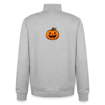 Joyeux Halloween citrouille - Sweat zippé unisexe en coton bio Stanley/Stella - gris chiné - Dos - AI Model Male 185 light (185cm)