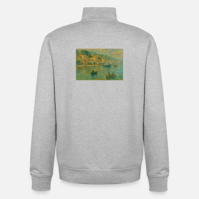 Harbour impression evening light - Unisex Organic Zip Sweatshirt by Stanley/Stella - heather grey