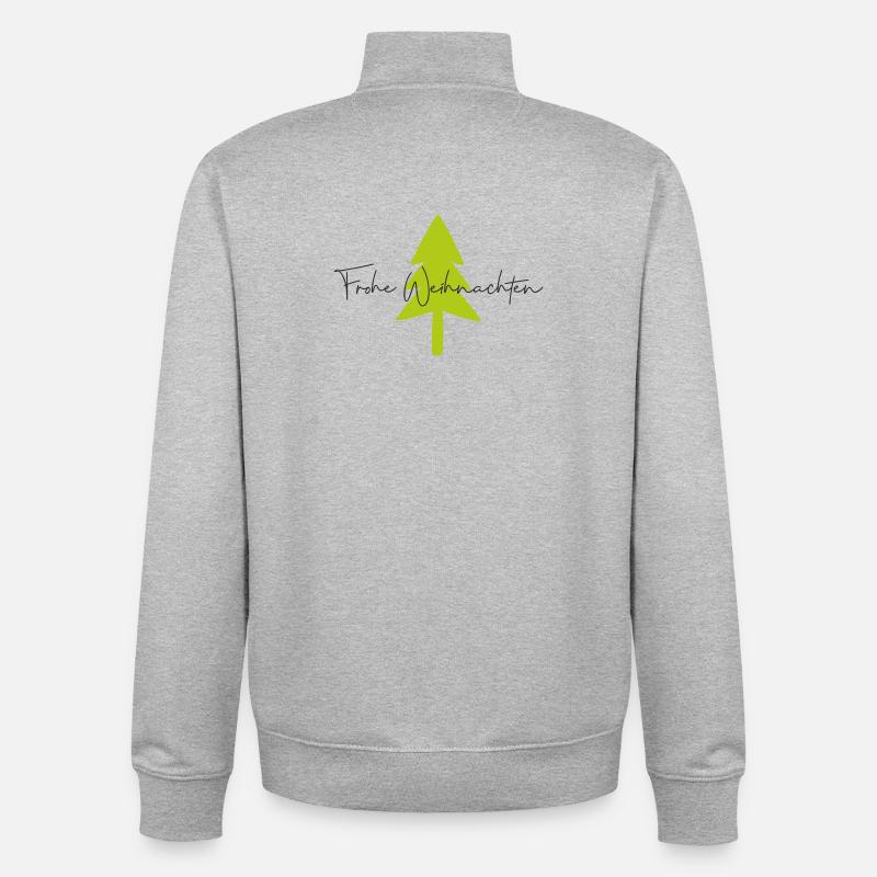 Lettrage d’arbre de Noël vert brillant - Sweat zippé unisexe en coton bio Stanley/Stella - gris chiné