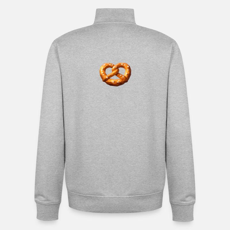 Low poly bretzel orange polygonal - Sweat zippé unisexe en coton bio Stanley/Stella - gris chiné