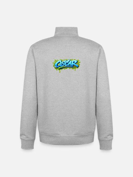GRAFFITI NAME OSCAR FOR PERFECT GIFT PRINTABLE on - Unisex Organic Zip Sweatshirt by Stanley/Stella - heather grey