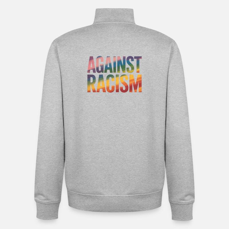 Gegen Rassismus – Antifa-Regenbogen-Tee - Unisex Organic Zip Sweatshirt von Stanley/Stella - Grau meliert