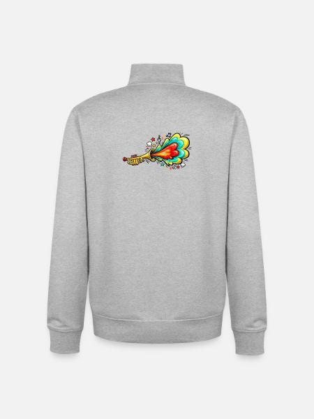 Bunte Trompete Farbexplosion - Unisex Organic Zip Sweatshirt von Stanley/Stella - Grau meliert