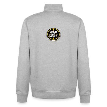 Krieg nicht mehr – Aufkleber: Frieden & Menschlichkeit - Unisex Organic Zip Sweatshirt von Stanley/Stella - Grau meliert - Hinten - AI Model Male 185 light (185cm)