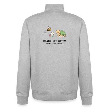 Sanfte Gartenschildkröte und Biene - Unisex Organic Zip Sweatshirt von Stanley/Stella - Grau meliert - Hinten - AI Model Male 185 light (185cm)