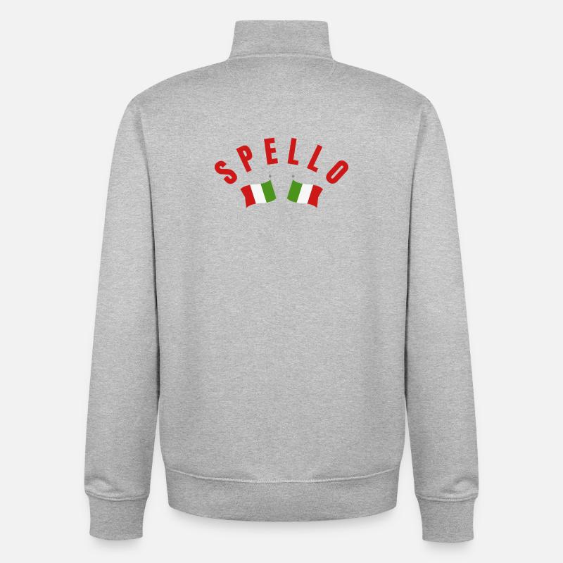 Drapeaux italiens de Spello - Sweat zippé unisexe en coton bio Stanley/Stella - gris chiné