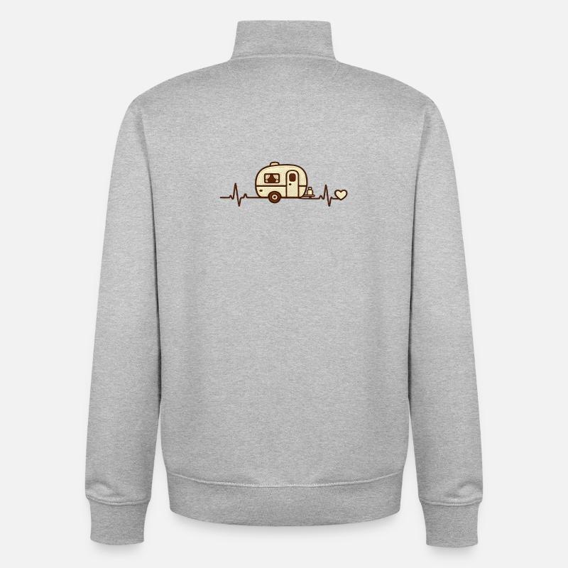 Sketch rétro de Heart Caravan - Sweat zippé unisexe en coton bio Stanley/Stella - gris chiné