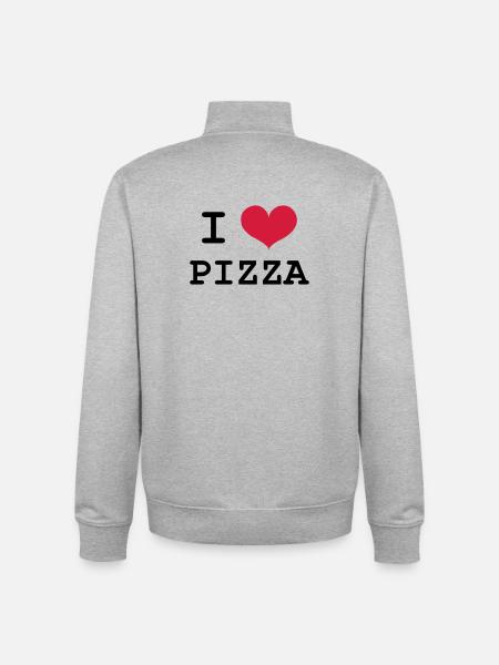 I Love Pizza - Sweat zippé unisexe en coton bio Stanley/Stella - gris chiné