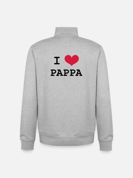 I Love Pappa - Unisex Organic Zip Sweatshirt by Stanley/Stella - heather grey