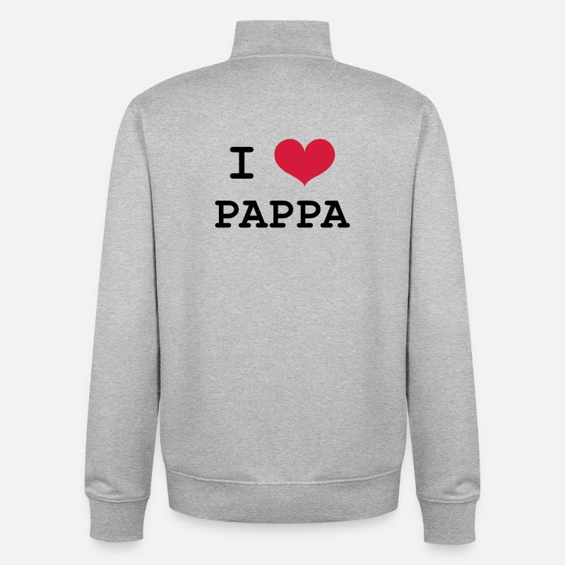 I Love Pappa - Unisex Organic Zip Sweatshirt von Stanley/Stella - Grau meliert