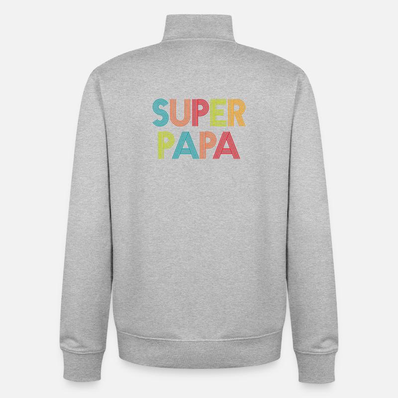 Super Groovy Papa - Unisex Organic Zip Sweatshirt von Stanley/Stella - Grau meliert