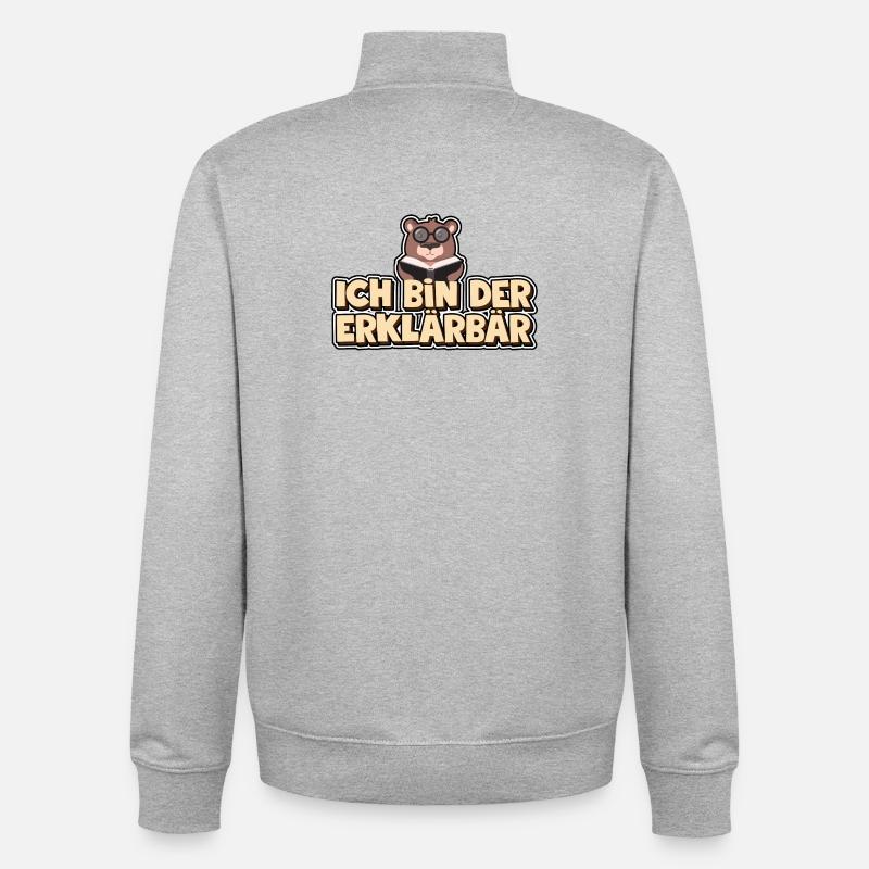Ich bin der Erklärbär - Unisex Organic Zip Sweatshirt von Stanley/Stella - Grau meliert