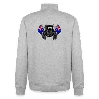 Traktor zwei Flaggen Australien - Unisex Organic Zip Sweatshirt von Stanley/Stella - Grau meliert - Hinten - AI Model Male 185 light (185cm)