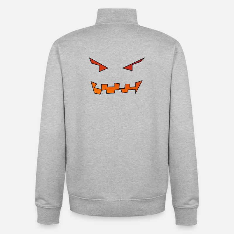 Visage de citrouille - Sweat zippé unisexe en coton bio Stanley/Stella - gris chiné