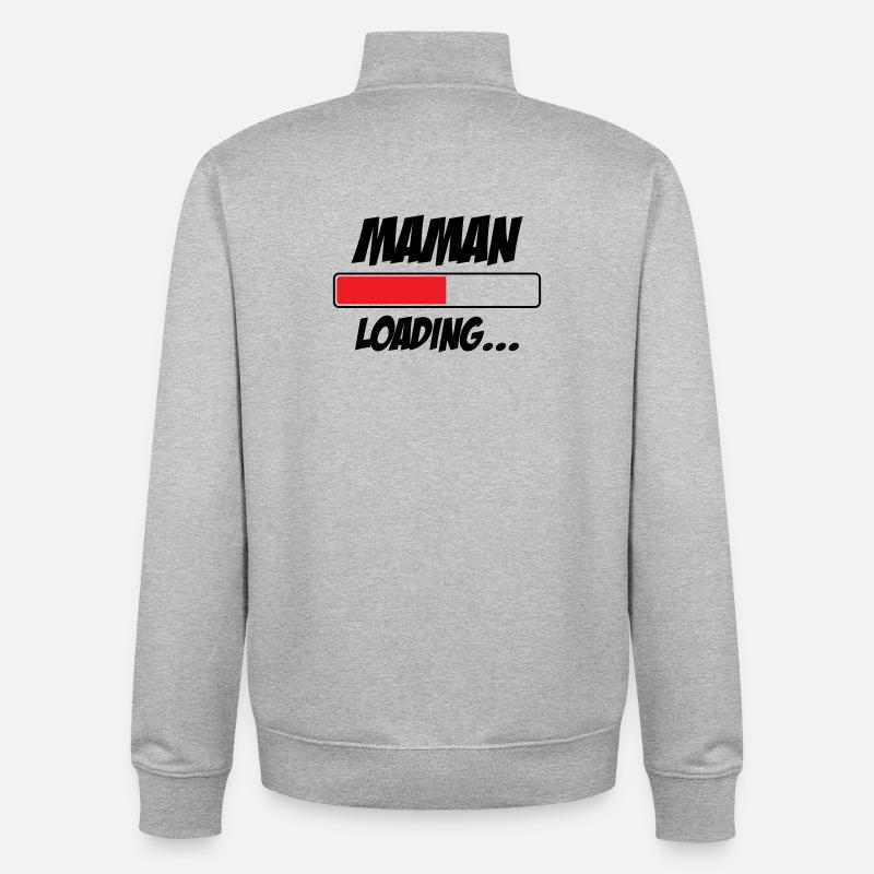 Mama lädt... Bitte warten - Werdende Mutter - Unisex Organic Zip Sweatshirt von Stanley/Stella - Grau meliert