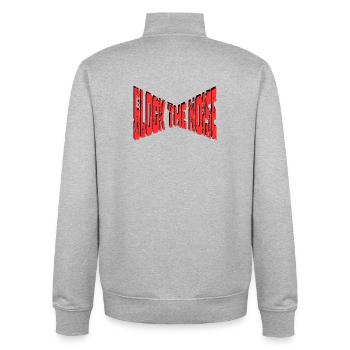Block The Noise - Statement - Unisex Organic Zip Sweatshirt von Stanley/Stella - Grau meliert - Hinten - AI Model Male 185 light (185cm)