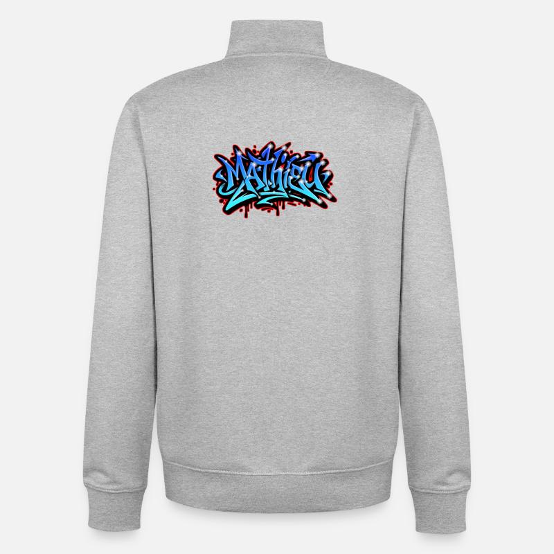 Mathieu Graffiti Neon Printable on Textile - Unisex Organic Zip Sweatshirt by Stanley/Stella - heather grey