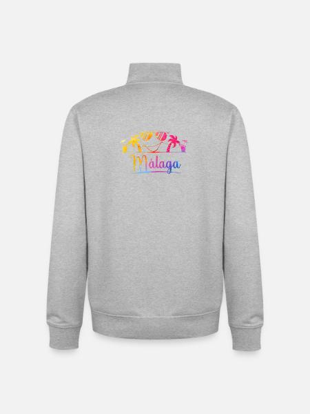 Málaga Tropical Palm Sunglasses - Unisex Organic Zip Sweatshirt by Stanley/Stella - heather grey
