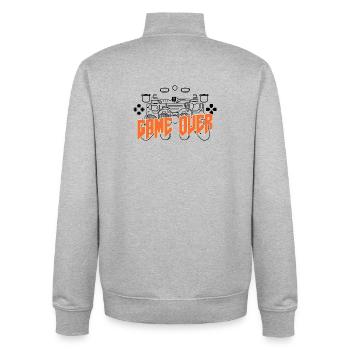 Game Over Retro Orange Bold - Unisex Organic Zip Sweatshirt by Stanley/Stella - heather grey - Back - AI Model Male 185 light (185cm)