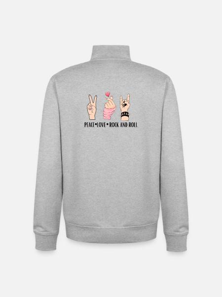 Peace Love Rock And Roll - Unisex Organic Zip Sweatshirt by Stanley/Stella - heather grey
