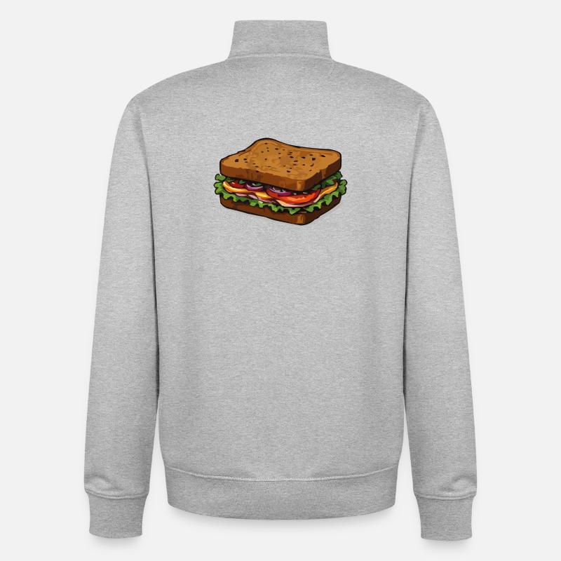 Illustration de sandwich - Sweat zippé unisexe en coton bio Stanley/Stella - gris chiné