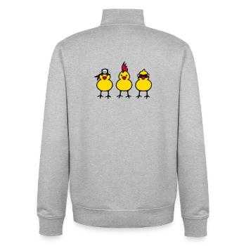 Three Chicks - Unisex Organic Zip Sweatshirt von Stanley/Stella - Grau meliert - Hinten - AI Model Male 185 light (185cm)