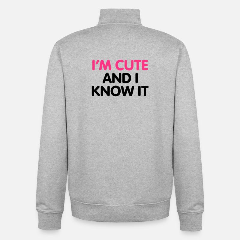 I'm cute and i know it - Unisex Organic Zip Sweatshirt von Stanley/Stella - Grau meliert