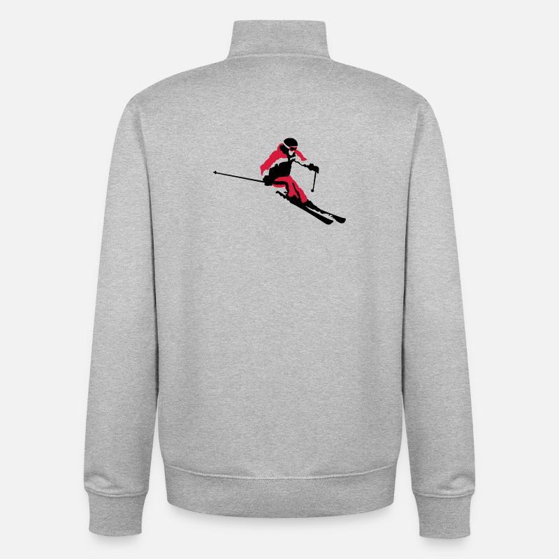 ski - Sweat zippé unisexe en coton bio Stanley/Stella - gris chiné