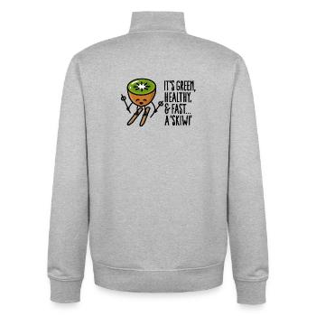 It's green healthy and fast skiwi Skifahren Kiwi - Unisex Organic Zip Sweatshirt von Stanley/Stella - Grau meliert - Hinten - AI Model Male 185 light (185cm)