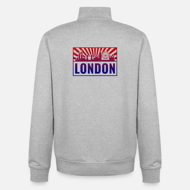 Silhouette de London Gradient - Sweat zippé unisexe en coton bio Stanley/Stella - gris chiné