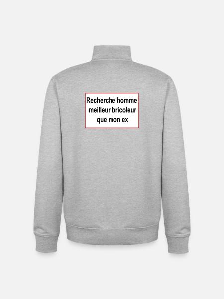 cherche homme - Sweat zippé unisexe en coton bio Stanley/Stella - gris chiné