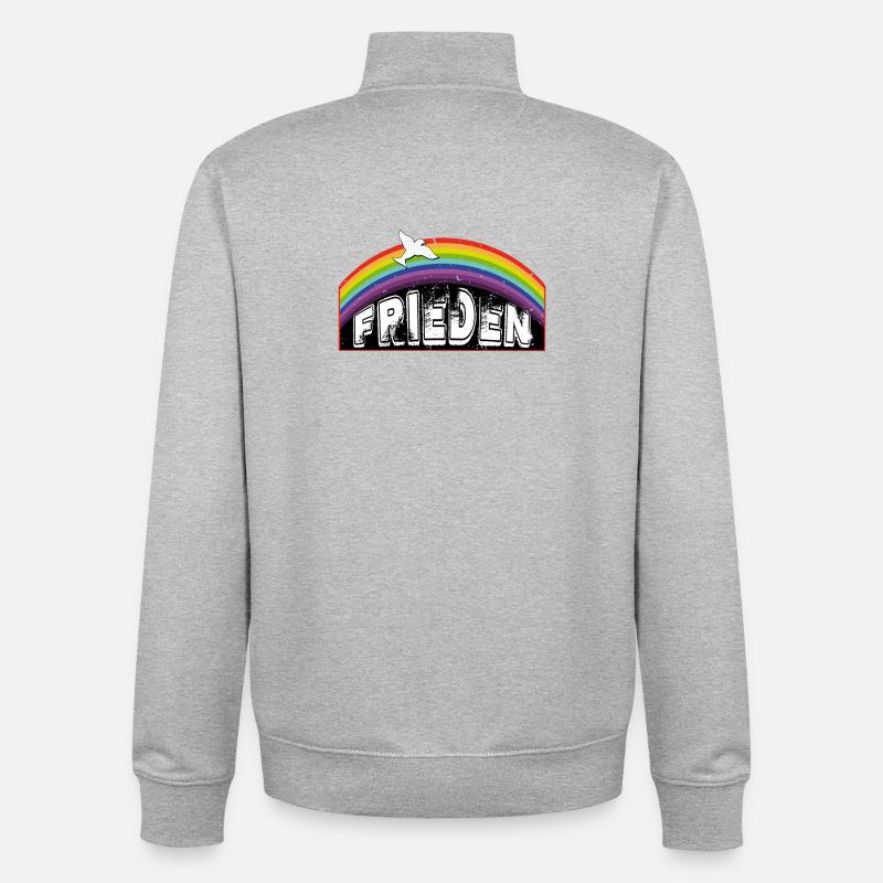 RAINBOW Regenbogen FRIEDEN - Unisex Organic Zip Sweatshirt von Stanley/Stella - Grau meliert