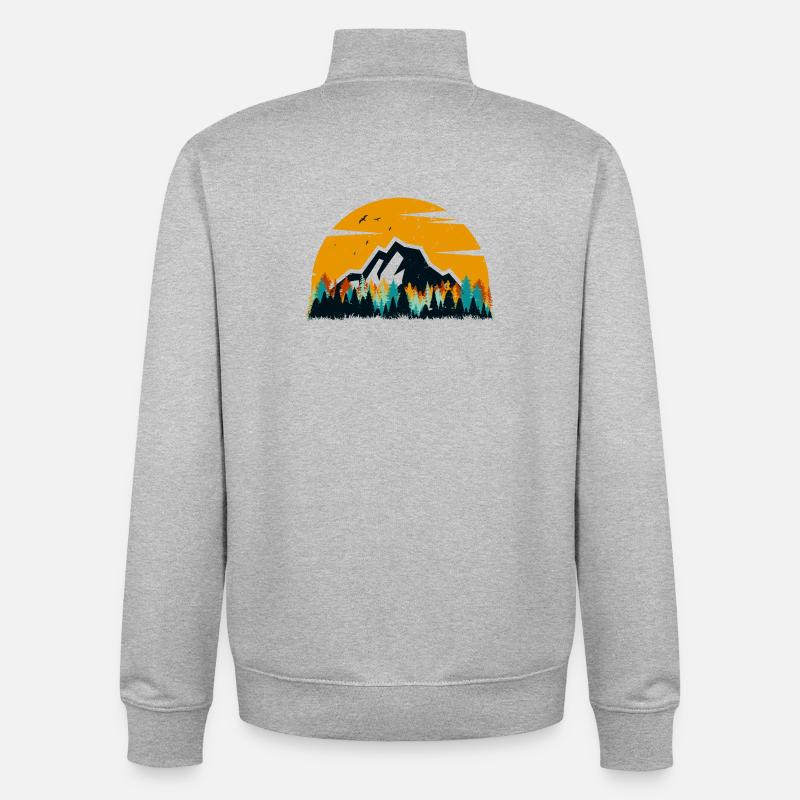 Forêt de Sunset Mountain - Sweat zippé unisexe en coton bio Stanley/Stella - gris chiné