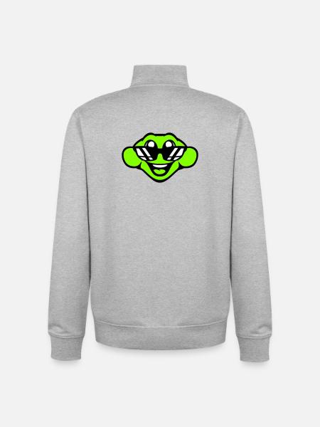 frog toad cool sunglasses laughing happy cute - Unisex Organic Zip Sweatshirt by Stanley/Stella - heather grey