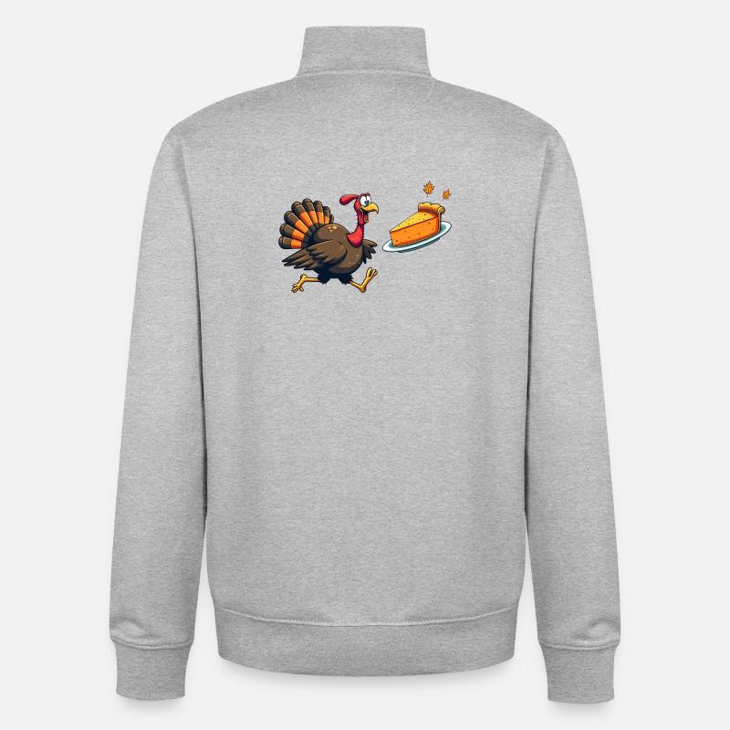 Thanksgiving Drôle Dinde de Thanksgiving - Sweat zippé unisexe en coton bio Stanley/Stella - gris chiné