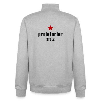 Proletarier Stolz mit rotem Stern - Unisex Organic Zip Sweatshirt von Stanley/Stella - Grau meliert - Hinten - AI Model Male 185 light (185cm)