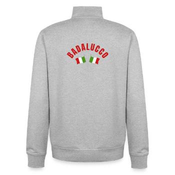 Blason des drapeaux italiens de Badalucco - Sweat zippé unisexe en coton bio Stanley/Stella - gris chiné - Dos - AI Model Male 185 light (185cm)